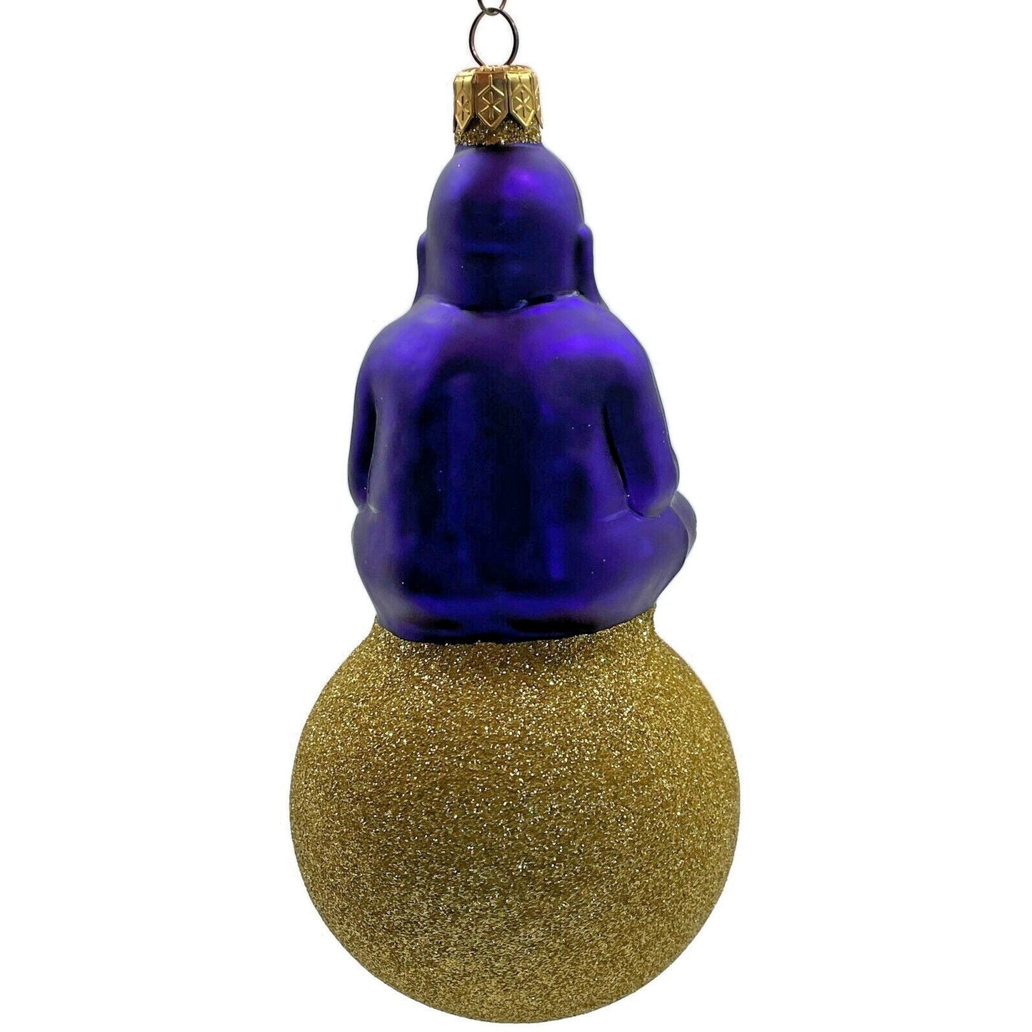 Patricia Breen Ornament Buddha on Ball Purple Gold Glittered Ball Christmas Tree