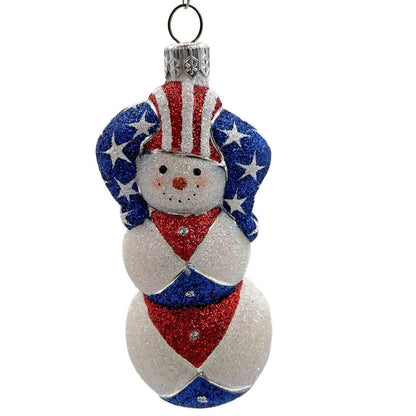 Patricia Breen Harlequin Snowman Patriotic Stars Stripe Christmas Tree Ornament