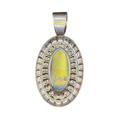 Carolyn Pollack Pendant Turquoise Blue Gemstone Oval Shaped 925 Sterling Silver