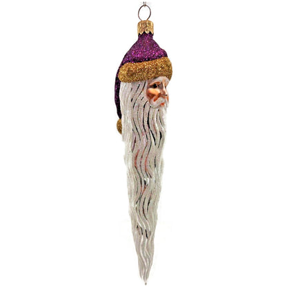 Patricia Breen Santa Icicle Beard Fuchsia Gold Hat Glittered Christmas Ornament