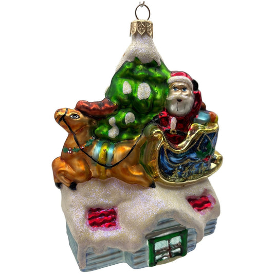 Christopher Radko Up On The House Top Santa Christmas Tree Ornament 99-215-0