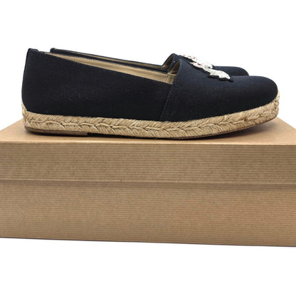 Christian Louboutin Galia Flat Olona Espadrilles Black Fabric Rope Jute Size 39