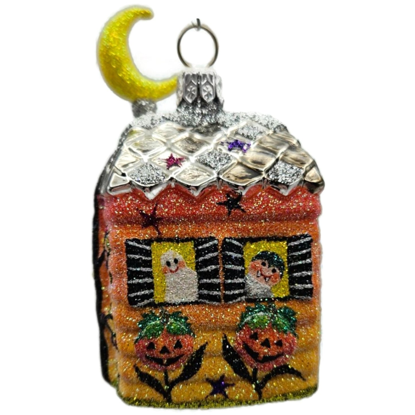 Patricia Breen Creature Cottage Nodding Moon Ghost Glass Halloween Ornament 2560
