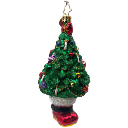 Christopher Radko Christmas Tree With Santa Boot Base Green Holiday Ornament