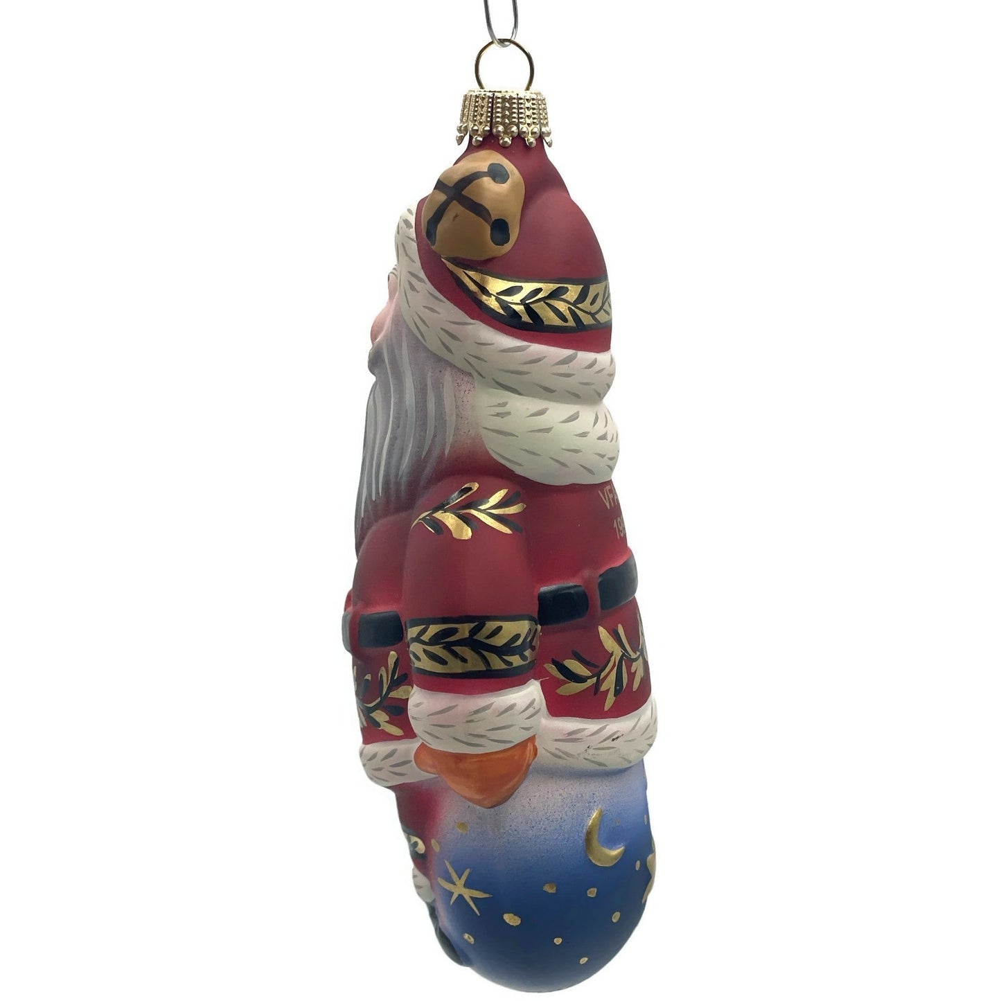 Vaillancourt Santa with Bell Red Coat Folk Art Chalk Christmas Tree Ornament