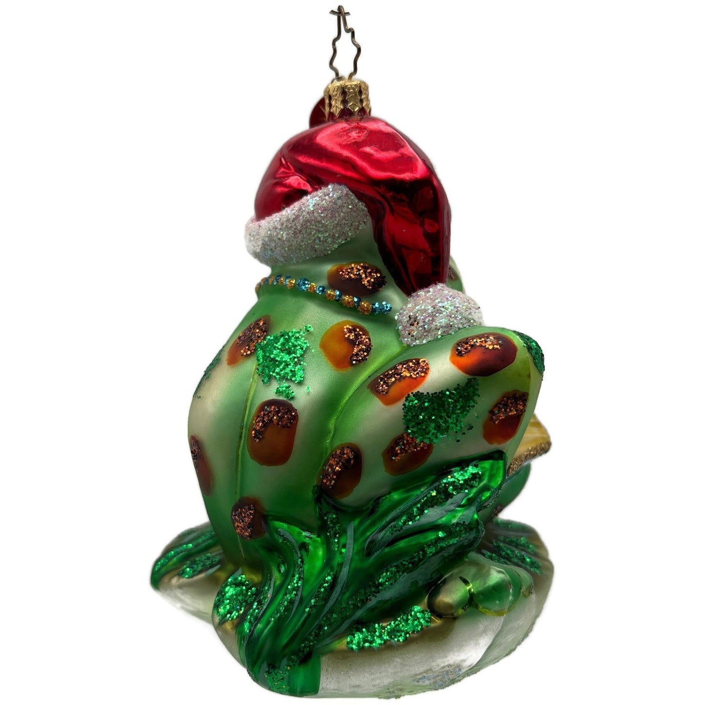 Christopher Radko Ribbit Reader Green Frog Christmas Tree Ornament 1013112