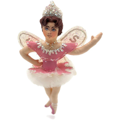 Gladys Boalt Sugar Plum Fairy Nutcracker Pink Fabric Christmas Ornament Signed