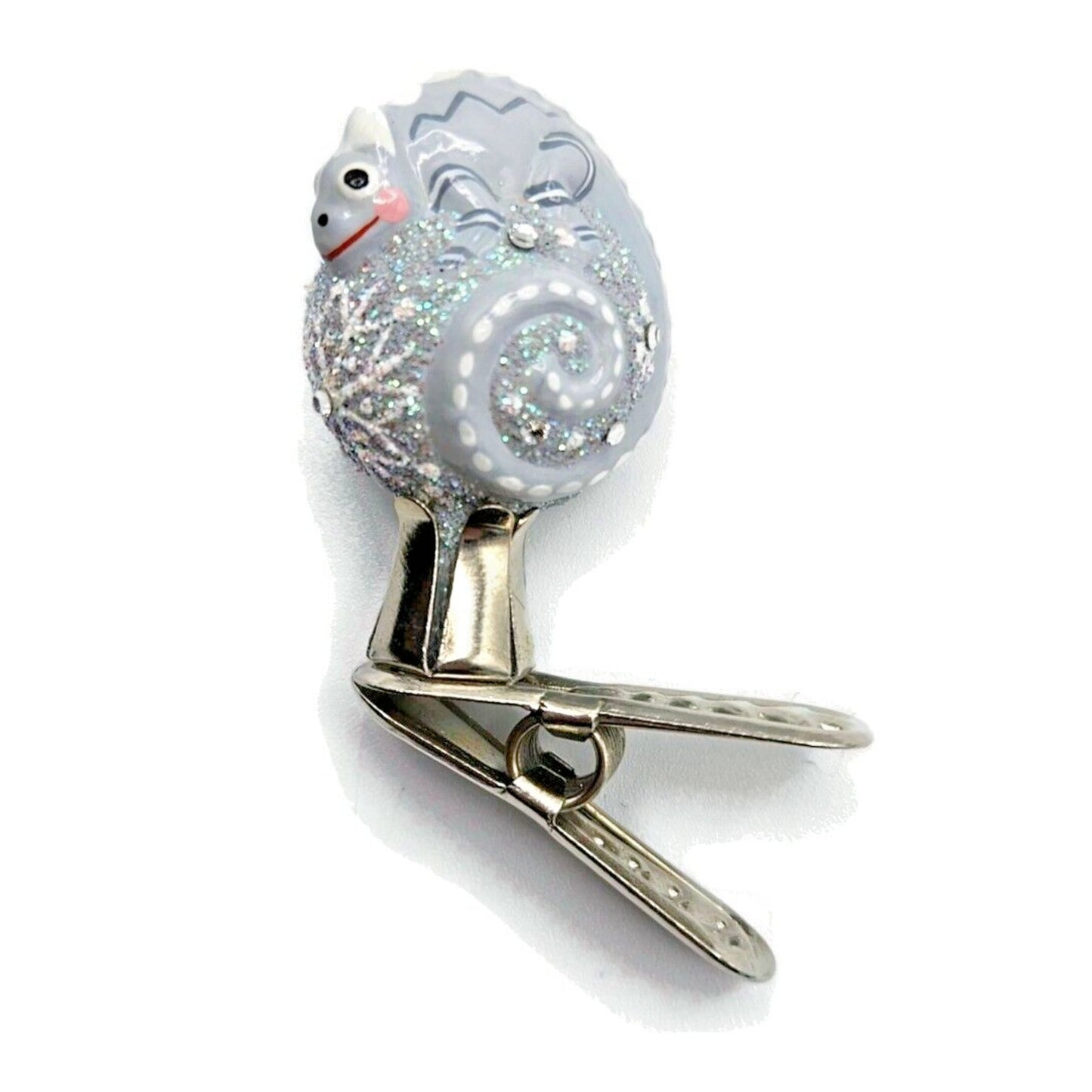 Patricia Breen Petite Miniature Chameleon Snowflakes Platinum Christmas Ornament