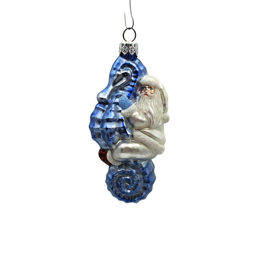 Patricia Breen Hi Ho Santa Claus Blue Pearl Summer Nautical Christmas Ornament