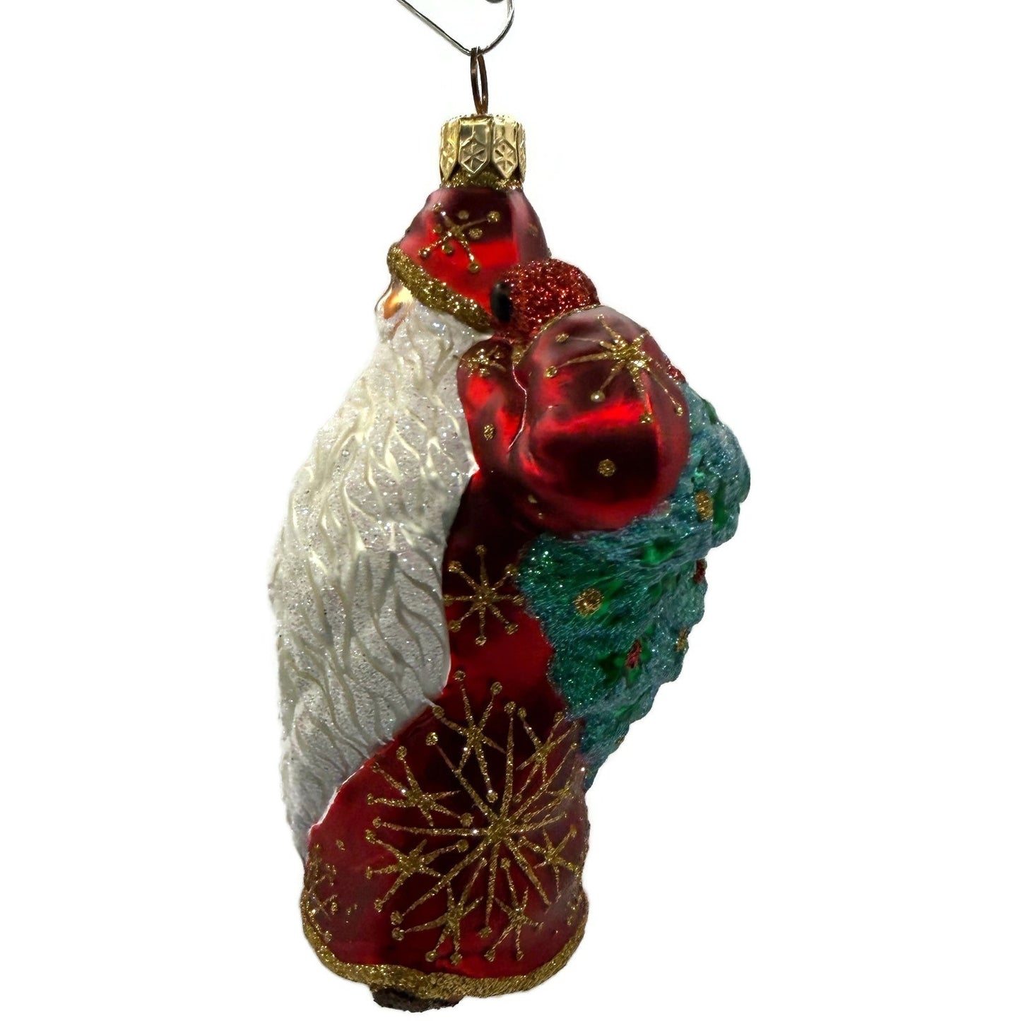 Patricia Breen Santa For Jason Gold Snowflakes Red Christmas Tree Ornament NM