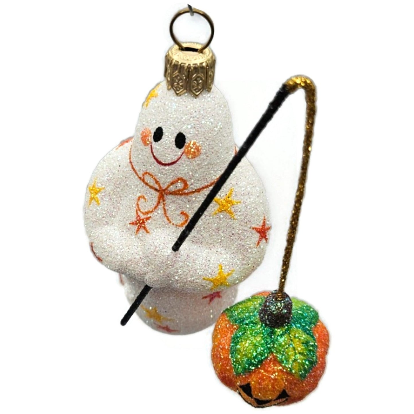 Patricia Breen Phantom Catch Orange Pumpkin White Stars Halloween Ornament 2741
