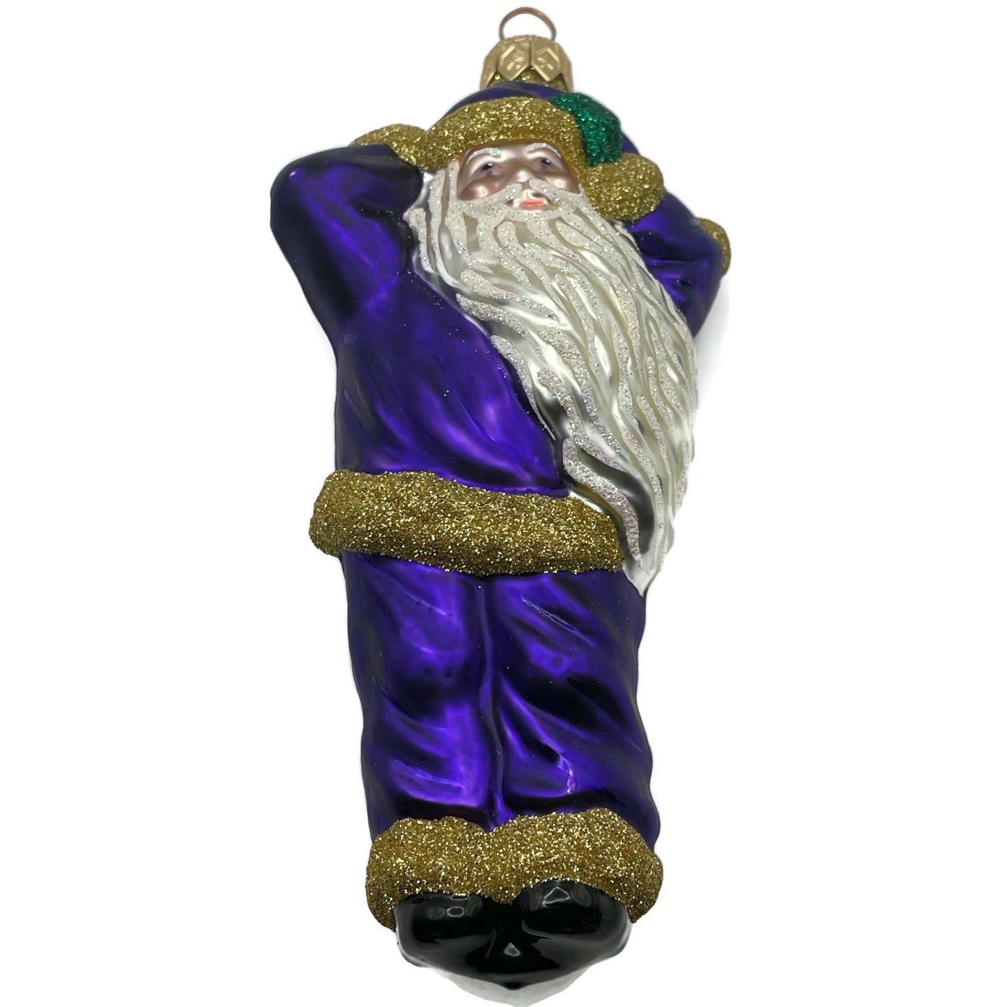Patricia Breen Hold Onto Your Hat Purple Santa Claus Christmas Tree Ornament