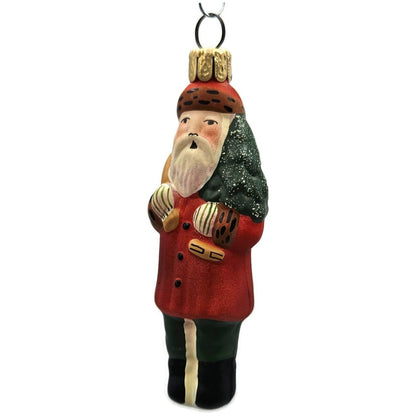 Vaillancourt Mini Red Father Christmas With Tree Glass Holiday Ornament