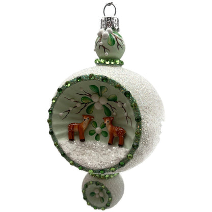 Patricia Breen Du Barry Reflector Mistletoe Reindeer Orb Christmas Tree Ornament