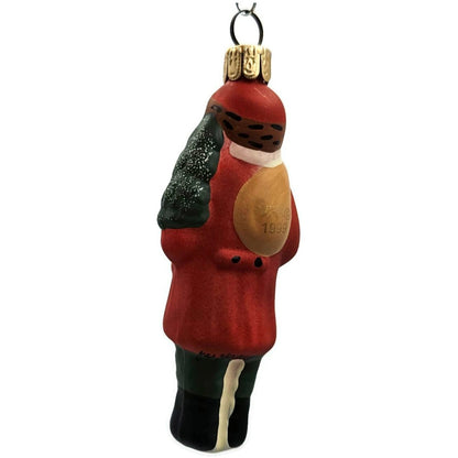 Vaillancourt Mini Red Father Christmas With Tree Glass Holiday Ornament