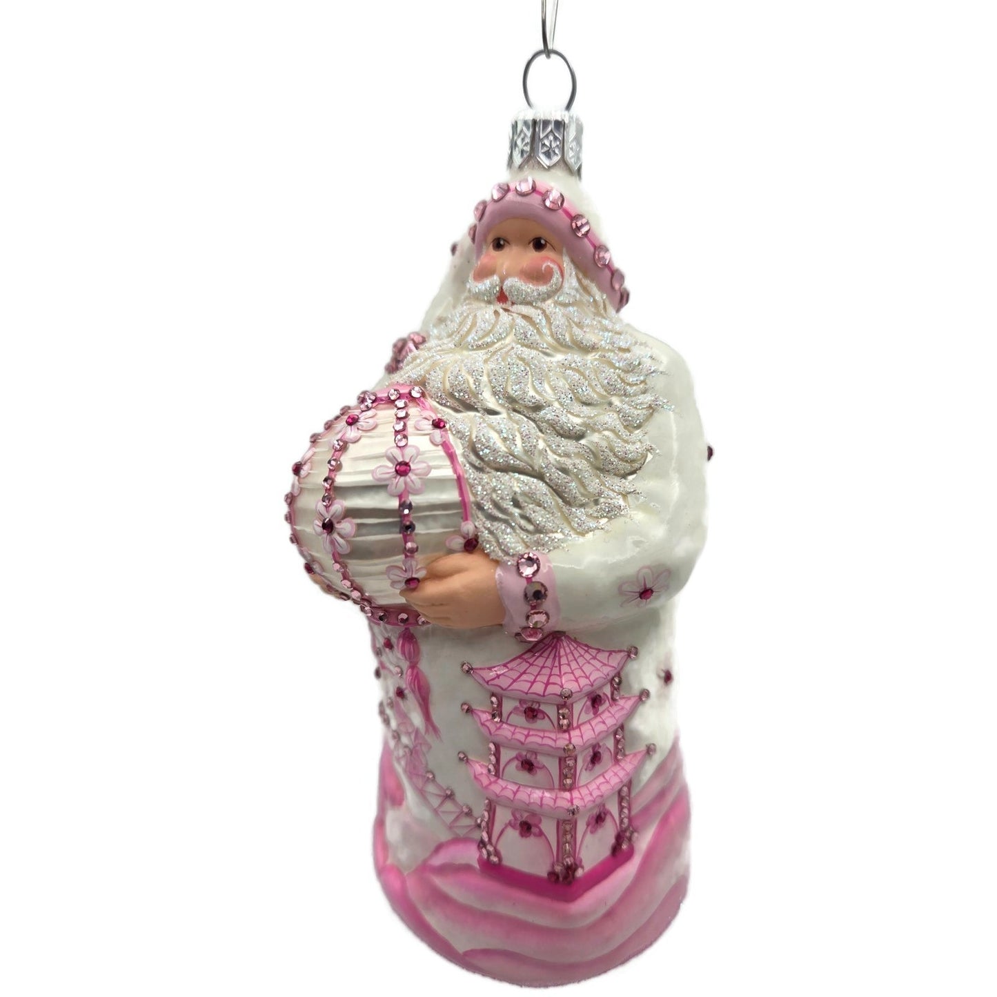 Patricia Breen Exquisite Santa Pink Flower Pagoda Spring Christmas Ornament CATZ