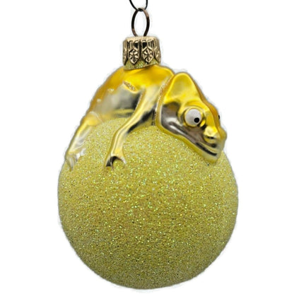 Patricia Breen Chameleon Yellow Glittered Spring Christmas Holiday Tree Ornament