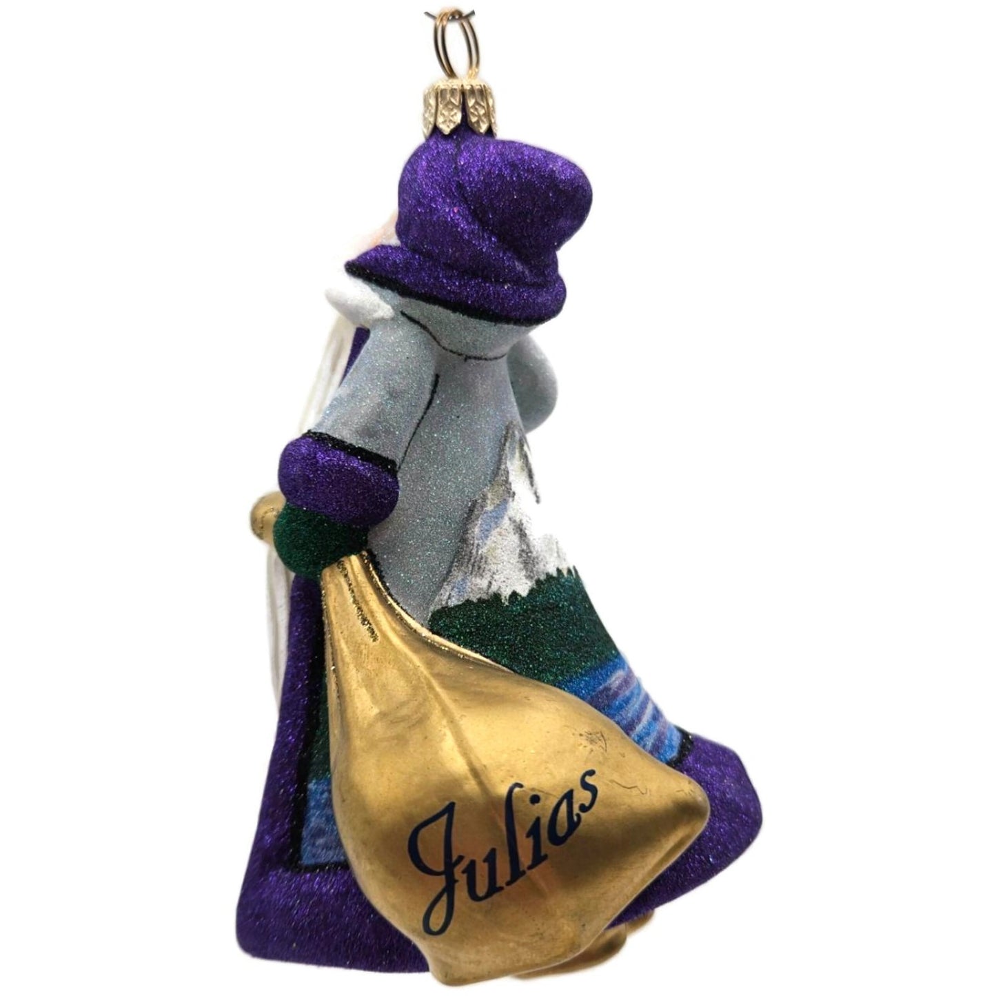 Glitterazzi Portland Santa Roses Joy To The World Glass Christmas Tree Ornament