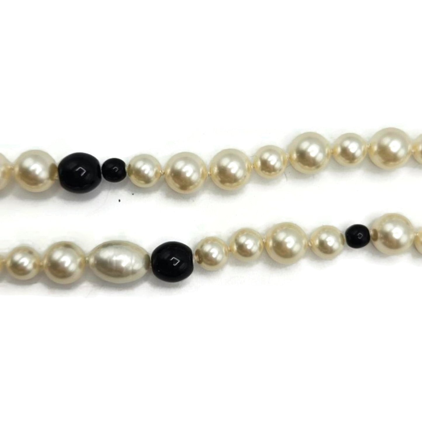 Co Co Chanel Paris Faux Pearls Black Glass Beads Baroque Sweater Necklace