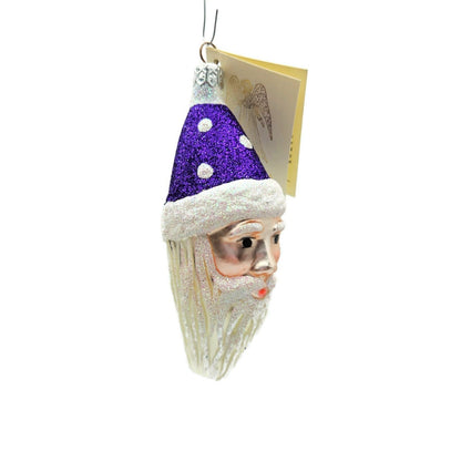 Patricia Breen Faux Fur Santa Purple Plum Polka Dots Christmas Tree Ornament
