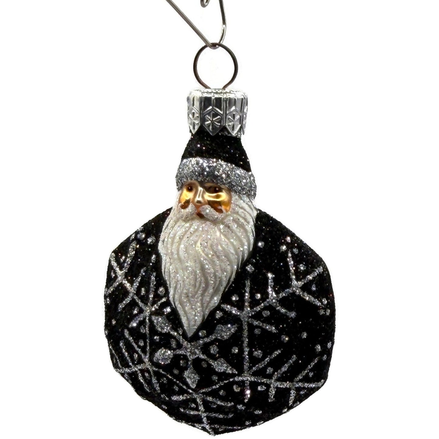 Patricia Breen Snowflake Noel Black Santa Claus Hexagon Christmas Ornament 2257