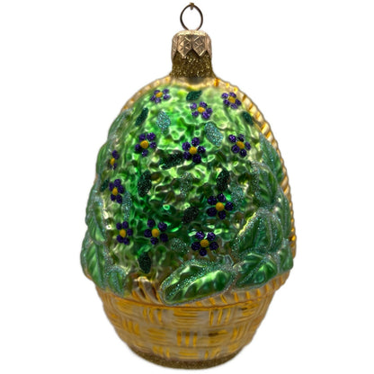 Patricia Breen Forget-Me-Not Santa Pearl Floral Basket Christmas Ornament