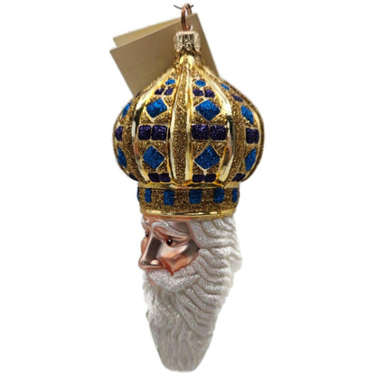 Patricia Breen Bijoux Noel Gold Blue Santa Claus Christmas Tree Ornament