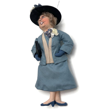 Gladys Boalt First Lady Eleanor Roosevelt Blue Fabric Christmas Ornament Signed