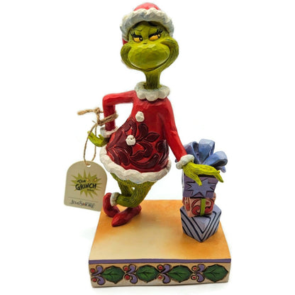 Jim Shore Dr. Seuss Grinch Leaning on Stacked Gifts Enesco Figurine 6015280