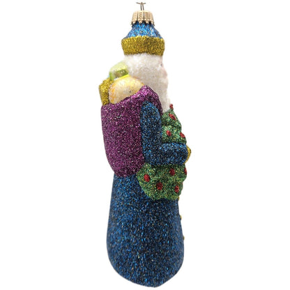Larry Fraga Mr. Fabulous Santa Tree Star Glitter Series Glass Christmas Ornament