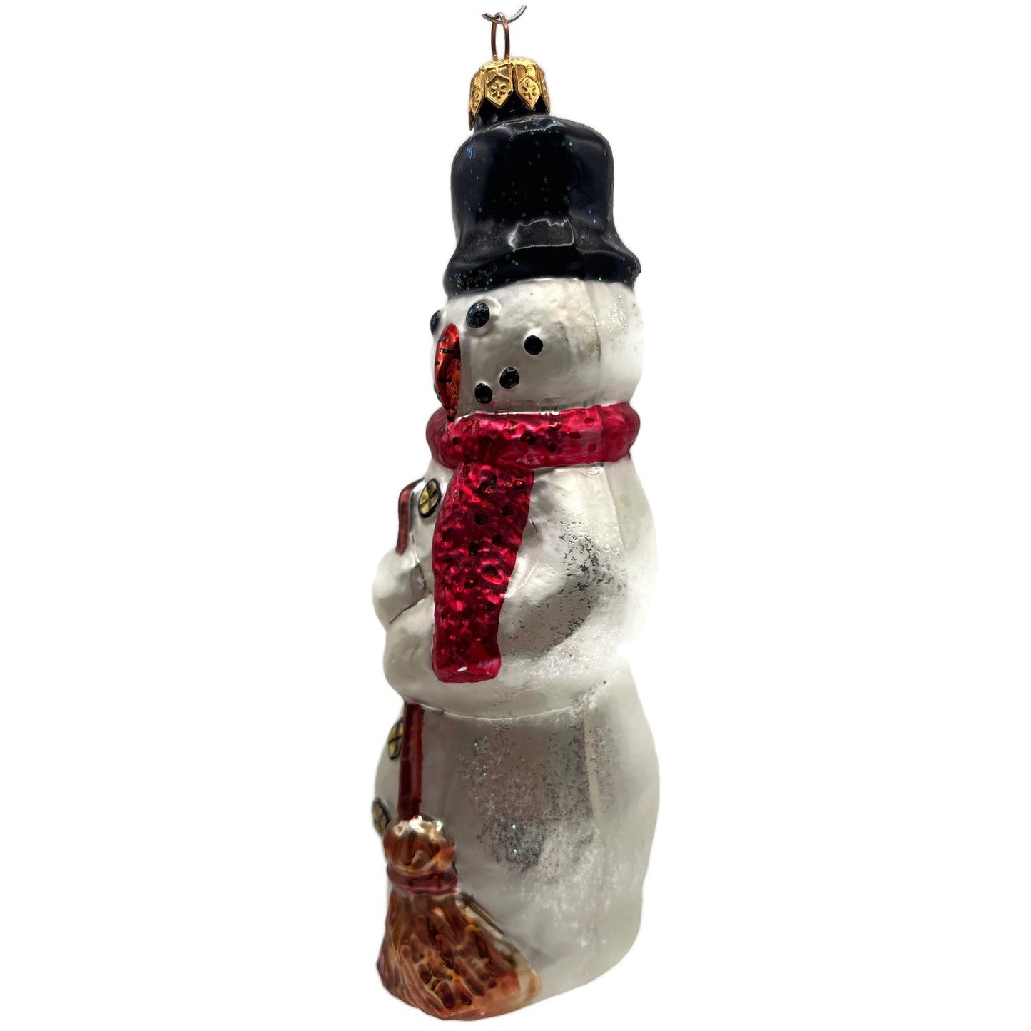 Christopher Radko Holly Jolly Snowman With Broom Christmas Ornament 97-252-0