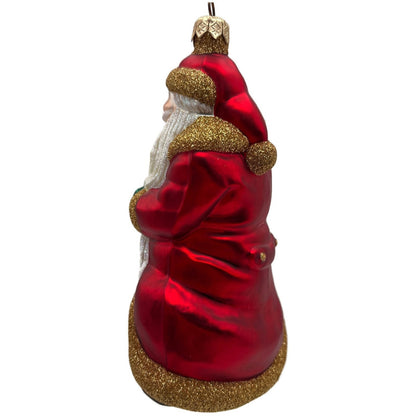 Patricia Breen Through The Rain and Snow Red Matte Santa Christmas Tree Ornament