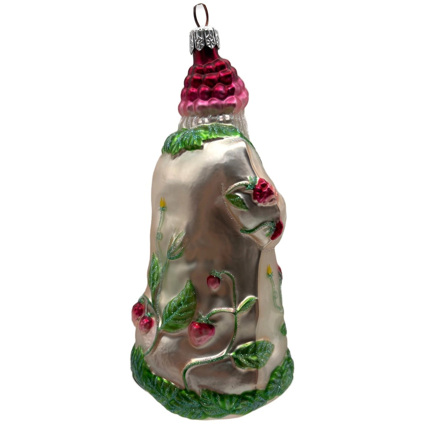 Patricia Breen Raspberry Santa Spring Fruit Green Pink Christmas Ornament NM