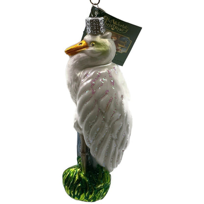 OWC Great American Egret Ornament Bird Old World Christmas Holiday Tree Decor