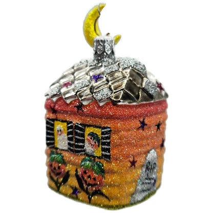 Patricia Breen Creature Cottage Nodding Moon Ghost Glass Halloween Ornament 2560