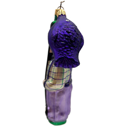 Patricia Breen Fisherboy And Fish Purple Fish Gold Stripe on Hat Summer Ornament