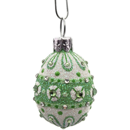 Patricia Breen Miniature Egg Zakopane Green White Swarovski Easter Tree Ornament