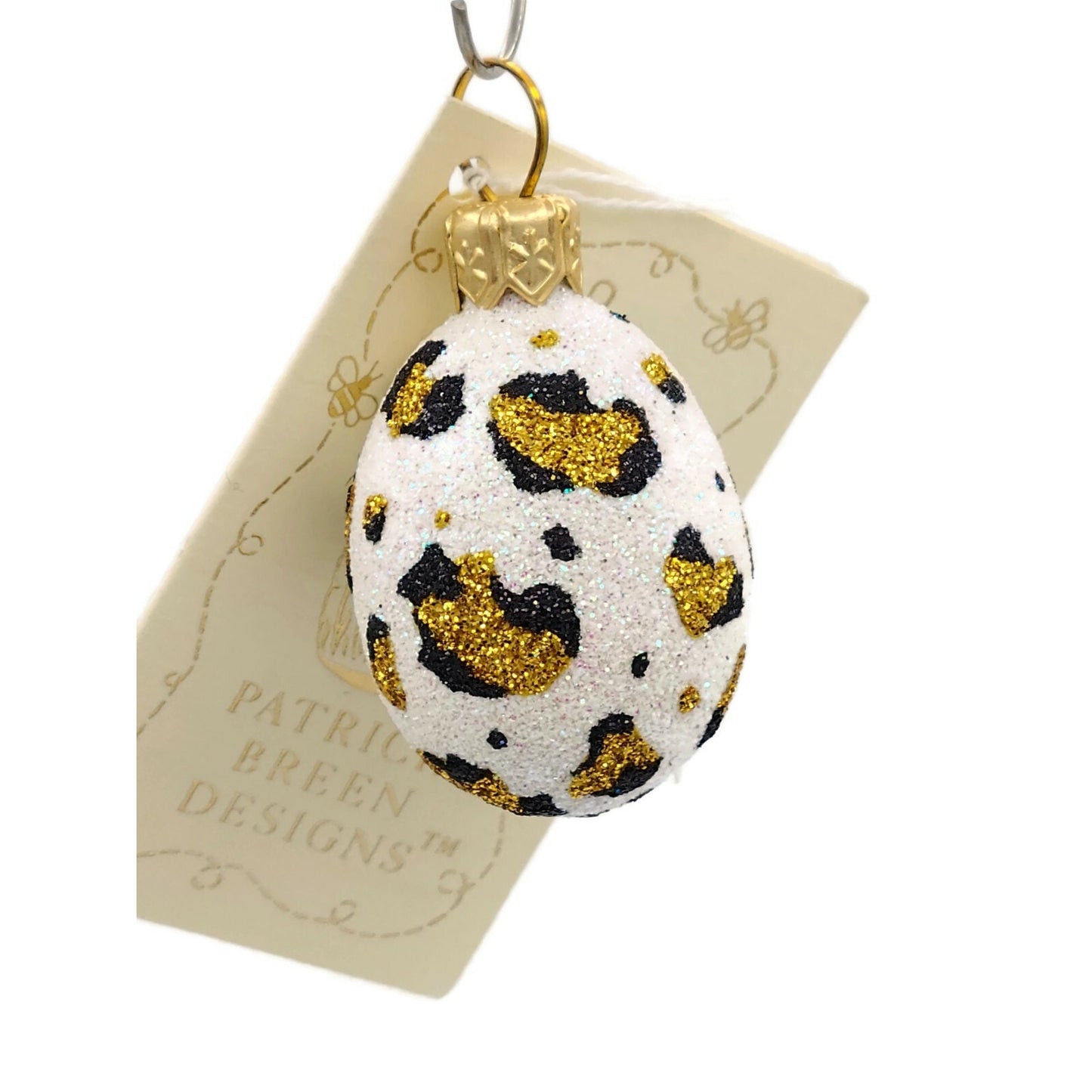 Patricia Breen Miniature Egg Leopard Animal Print Easter Spring Gold Ornament
