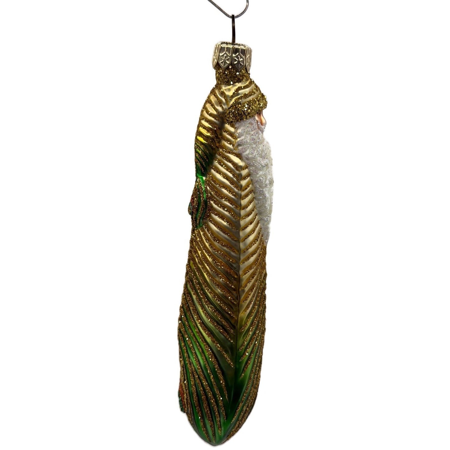 Patricia Breen Peacock Icicle Gold Green Santa Claus Christmas Tree Ornament