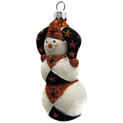 Patricia Breen Harlequin Snowman Orange Black Stars Halloween Ornament 2229