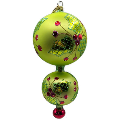 Majesty Glass Boughs of Hollywood Double Lime Green Christmas Tree Ornament