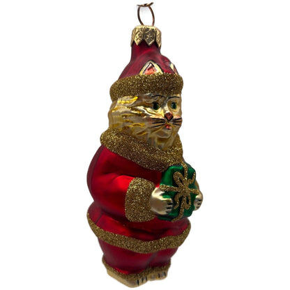 Patricia Breen Santa Paws Red Gold Trim Cat Animal Christmas Tree Ornament
