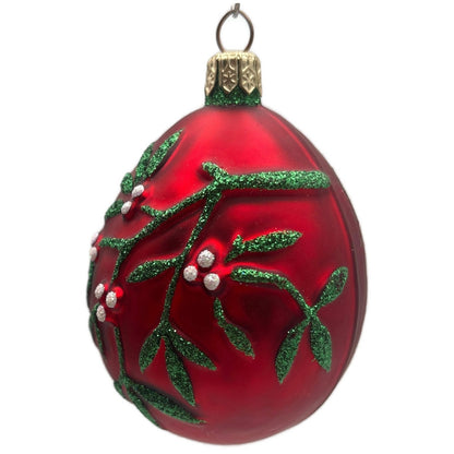 Patricia Breen Mistletoe Egg Shiny Red Green Heart Christmas Tree Ornament