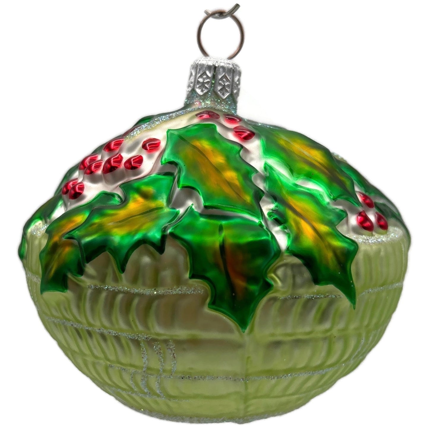 Patricia Breen Holly Basket Green Light Red Christmas Tree Ornament