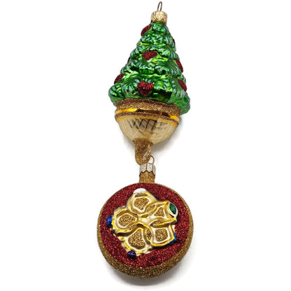 Patricia Breen Five Golden Rings Red Glittered Medallion Christmas Tree Ornament