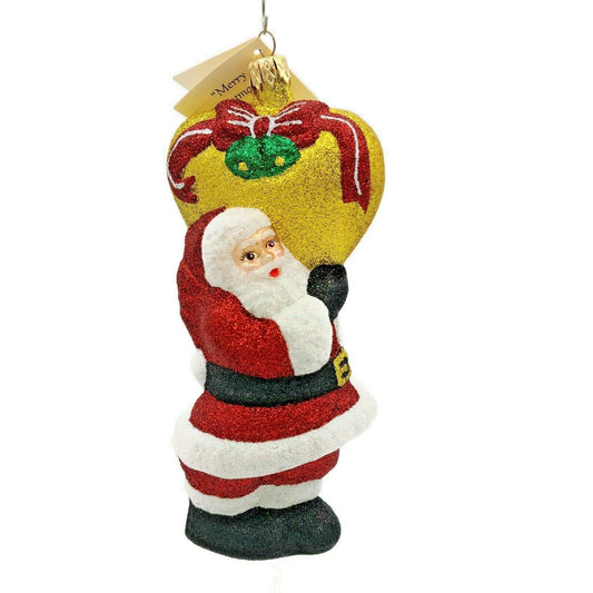 Larry Fraga PS Santa Claus Loves You Christmas Tree Holiday Glittered Ornament
