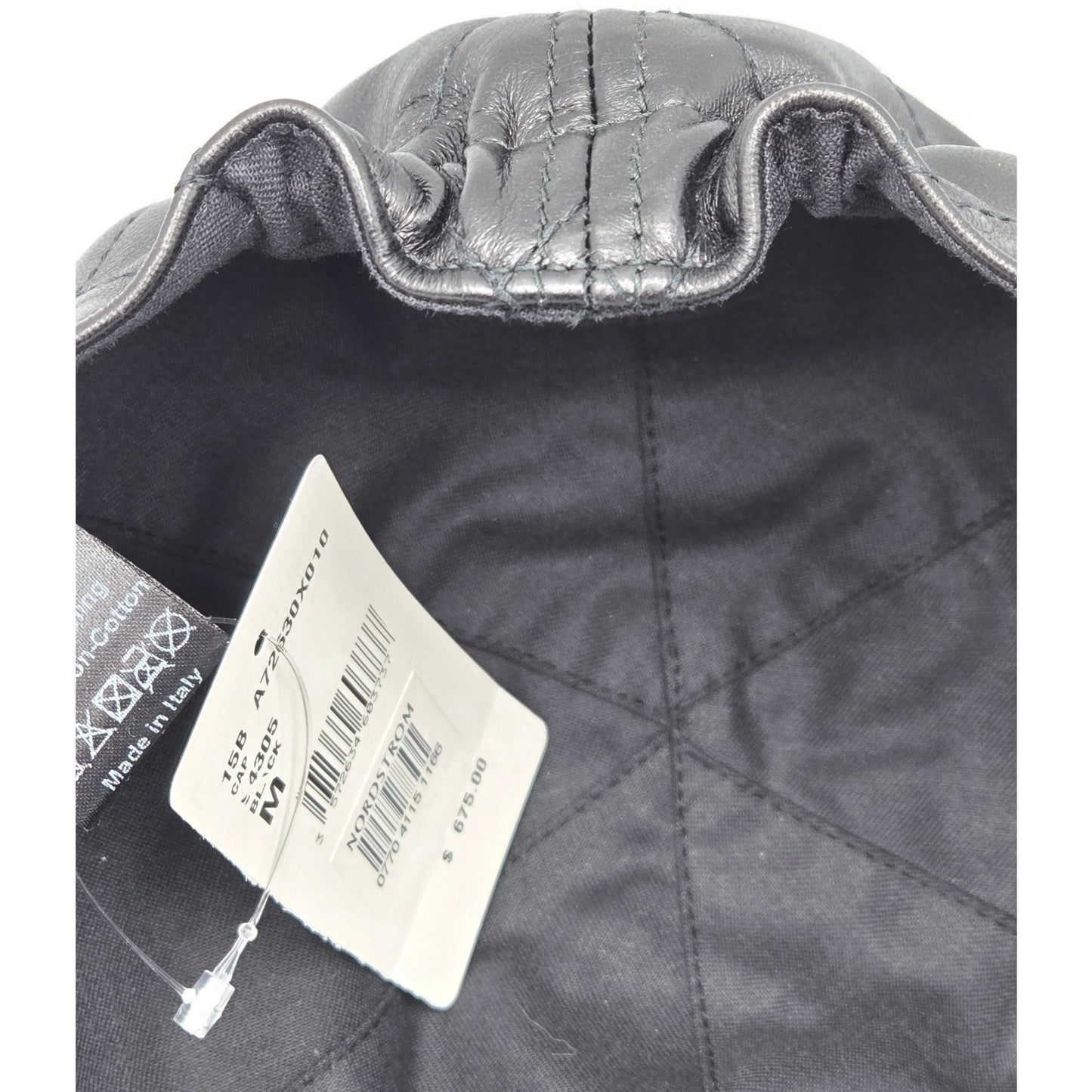 Chanel CC Logo Quilted Lambskin Leather Baseball Cap Hat Black Medium 15B Rare