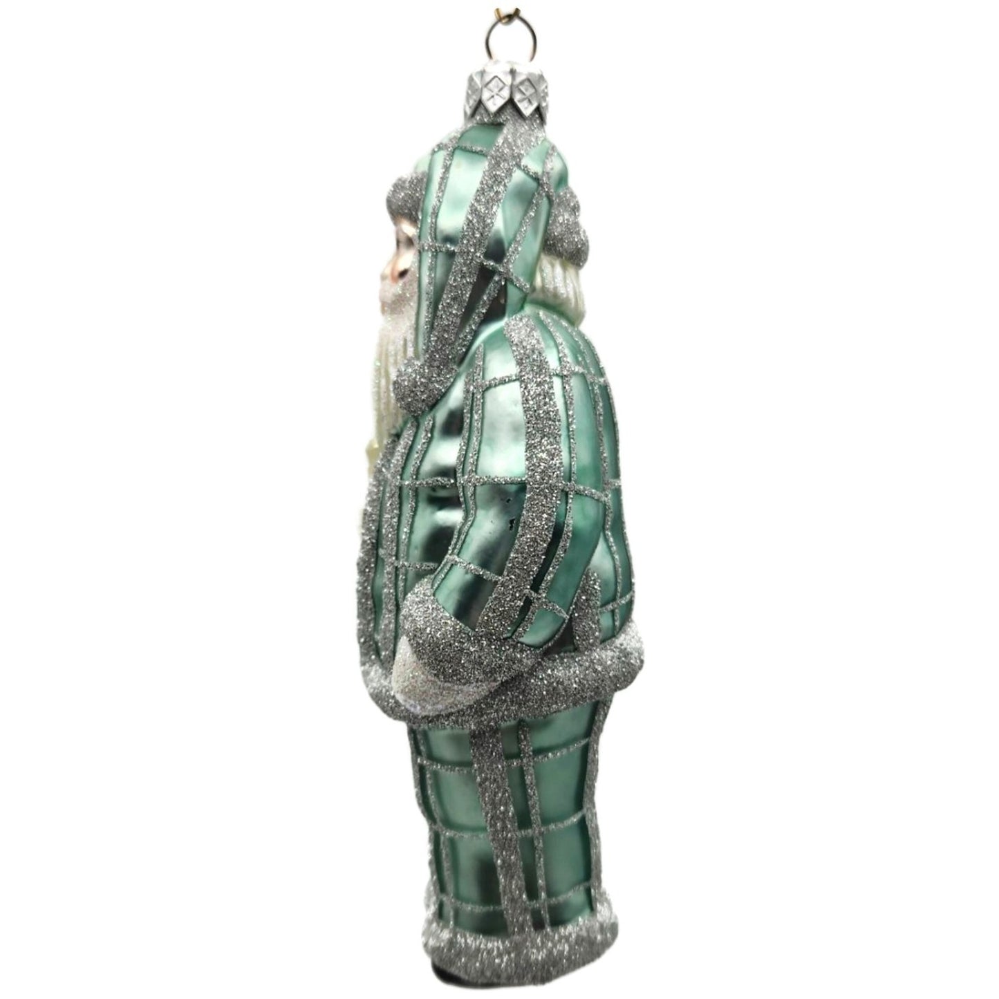Patricia Breen Ring In The New Blue Silver Plaid Santa Christmas Tree Ornament