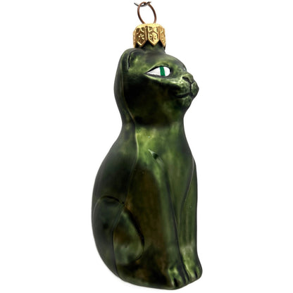 Patricia Breen Egyptian Cat Or Pharaoh's Cat Matte Green Christmas Tree Ornament