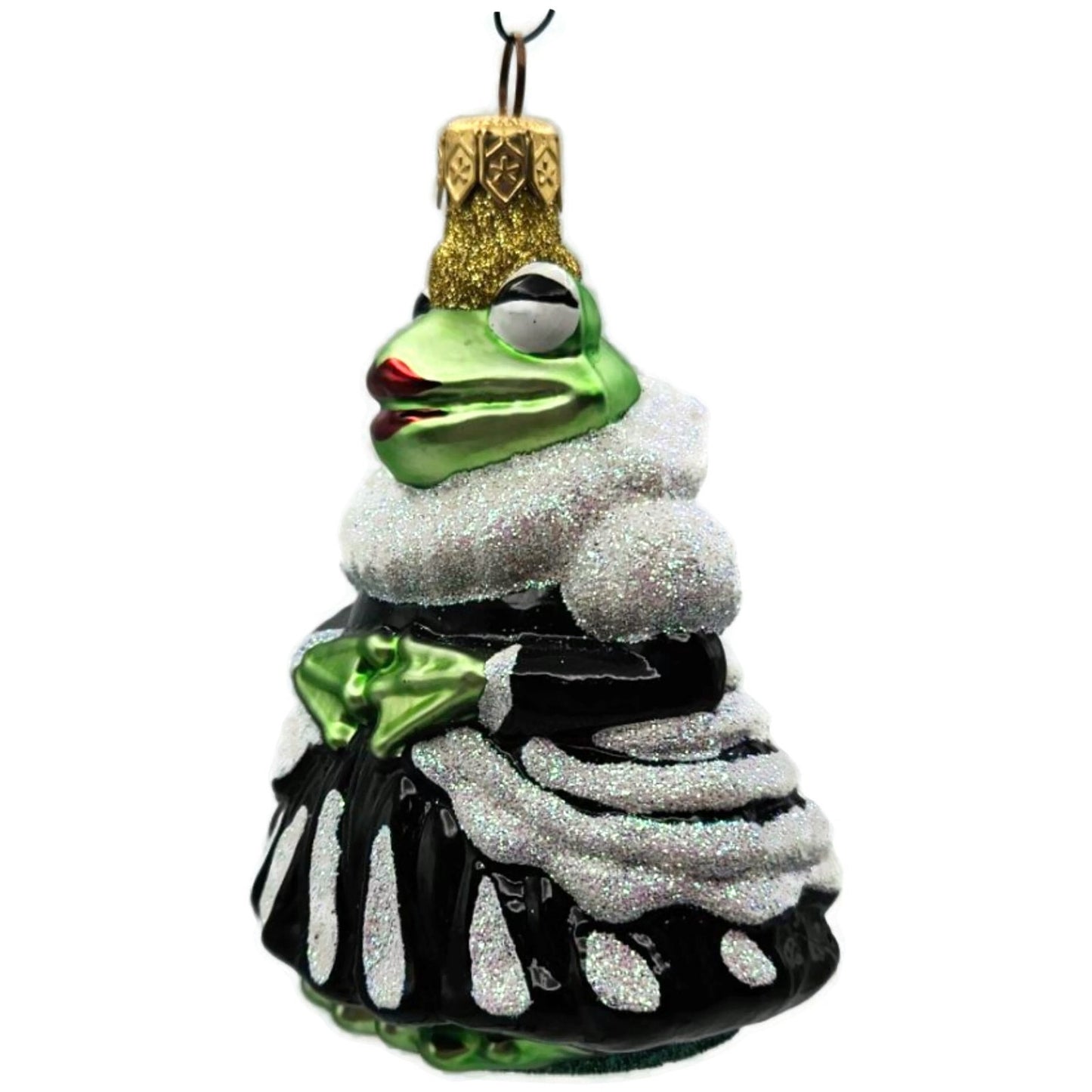 Patricia Breen Halloween Frog Queen Black White Glass Christmas Ornament 9715AUC